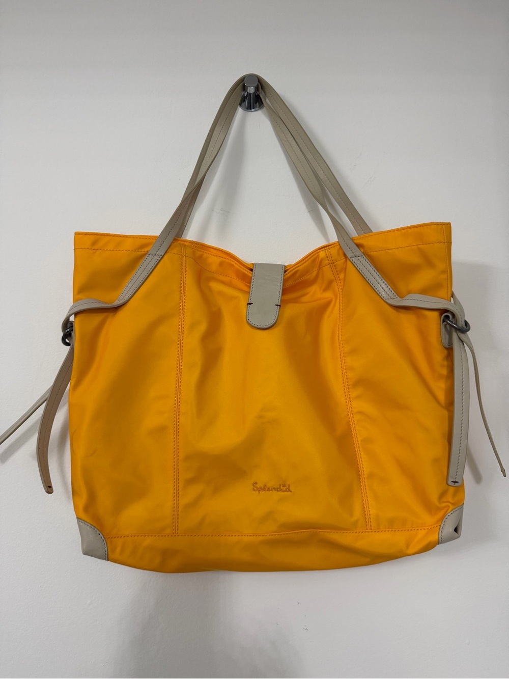 Splendid Bright Yellow Tote with Beige Trim and Straps